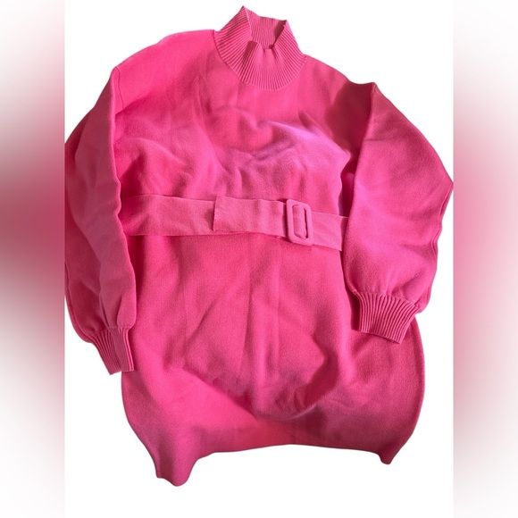 Elegant Pink Belted Mini Dress - Picture 3 of 4